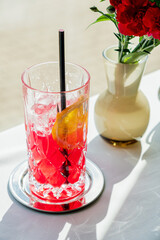 refreshing summer drink on the table