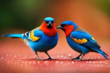 Moment of tenderness between a pair of birds,Two birds in love, Generative AI