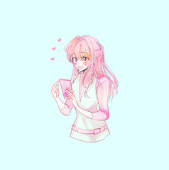 スマホを操作する女性　夢中　恋愛