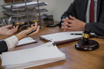 lawyer or judge counselor reading a important legal contract documents in office..