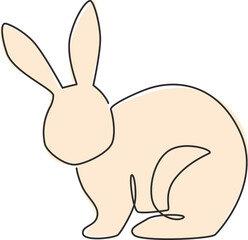 Obraz premium One single line drawing of cute standing rabbit for brand business logo identity. Adorable bunny animal mascot concept for breeding farm icon. Continuous line draw design graphic vector illustration