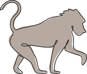 One single line drawing of baboon for company business logo identity. Primate animal mascot concept for corporate icon. Trendy continuous line draw design graphic vector illustration