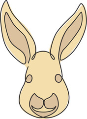One continuous line drawing of adorable rabbit head for animal lover club logo identity. Cute bunny animal mascot concept for kids doll shop icon. Single line graphic draw design vector illustration