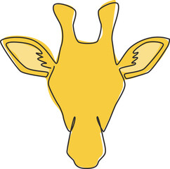 One single line drawing of giraffe head for safari logo identity. Adorable giraffe animal mascot concept for Africa conservation national park icon. Continuous line draw design vector illustration