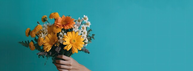 holding flowers, with generative ai
