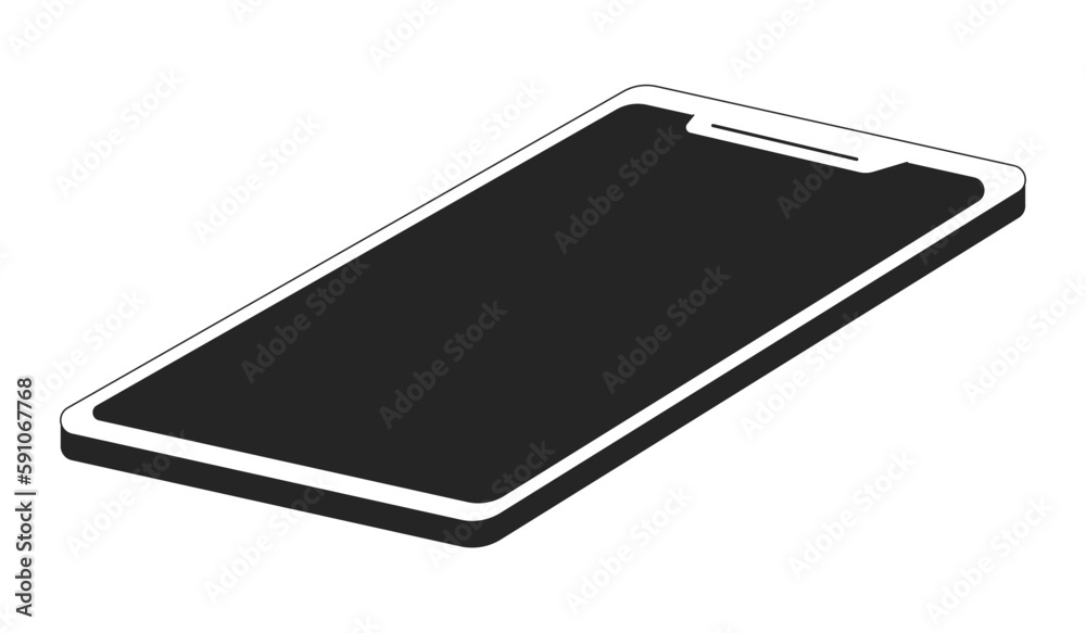 Poster smartphone with turn off display monochrome flat vector object. editable black and white icon. full 