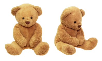 Brown teddy bear baby toy isolated on transparent background.PNG format