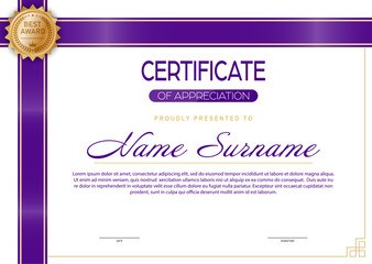 Certificate. The layout of the certificate of recognition of education, training, achievements. Four color designs.