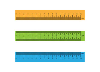Set of plastic rulers. A realistic range of 16 inches.