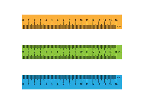 Set of plastic rulers. A realistic range of 16 inches.