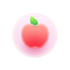 Apple with leaf, isolated glassmorphism icon. Dieting and nourishment, healthy eating and lifestyle. Keeping fit and eating organic products. Vector illustration