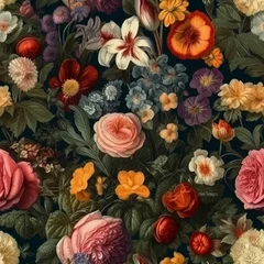 Foto auf Alu-Dibond Realism and Color: Vintage Floral Design with Hyper-Realistic Detail and Vivid Tones. © Ngha