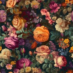 Fototapeta premium The Art of Flowers: Vintage Floral Design with a Realistic Twist and Vibrant Colors