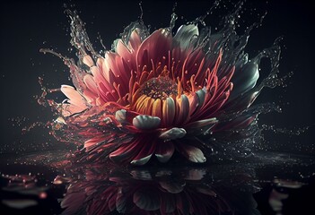 composed of water splash, a flower. Generative AI