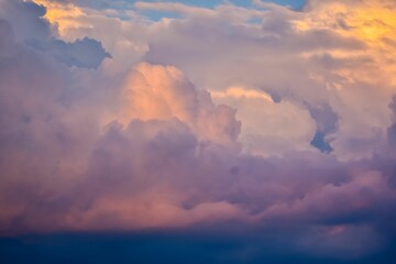 Pink dreamy clouds on a sunny day