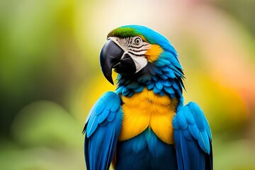 Macaw parrot bird in tropical in action, Generative AI