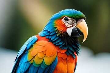Macaw parrot bird in tropical in action, Generative AI