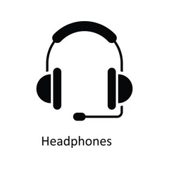 Headphones  Vector  Solid Icons. Simple stock illustration stock
