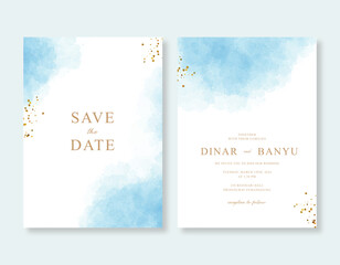Beautiful wedding invitation template with brushes watercolor