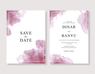 Elegant wedding invitation template with brushes watercolor