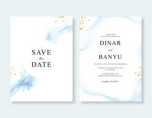 Minimalist wedding invitation with watercolor splashes