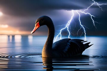 Proud swan on a lake, Generative AI