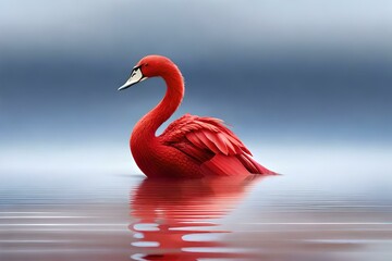Fototapeta premium Proud swan on a lake, Generative AI
