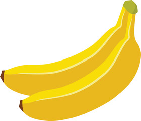 Two fresh healthy yellow bananas, vector illustration, isolated on white. ZIP file contains EPS, JPEG and PNG formats.