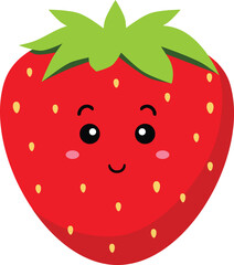 Cute funny Kawaii strawberry fruit character, cartoon style, isolated on white background. ZIP file contains EPS, JPEG and PNG formats.