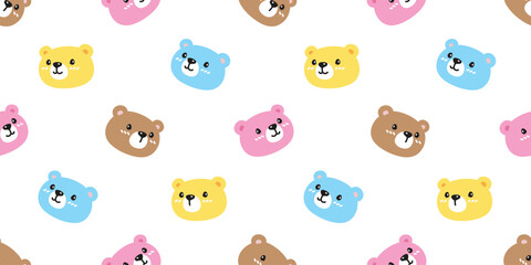 bear polar seamless pattern pastel teddy vector cartoon tile background gift wrapping paper repeat wallpaper scarf isolated doodle illustration design