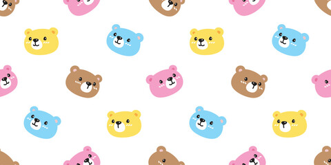 bear polar seamless pattern pastel teddy vector cartoon tile background gift wrapping paper repeat wallpaper scarf isolated doodle illustration design