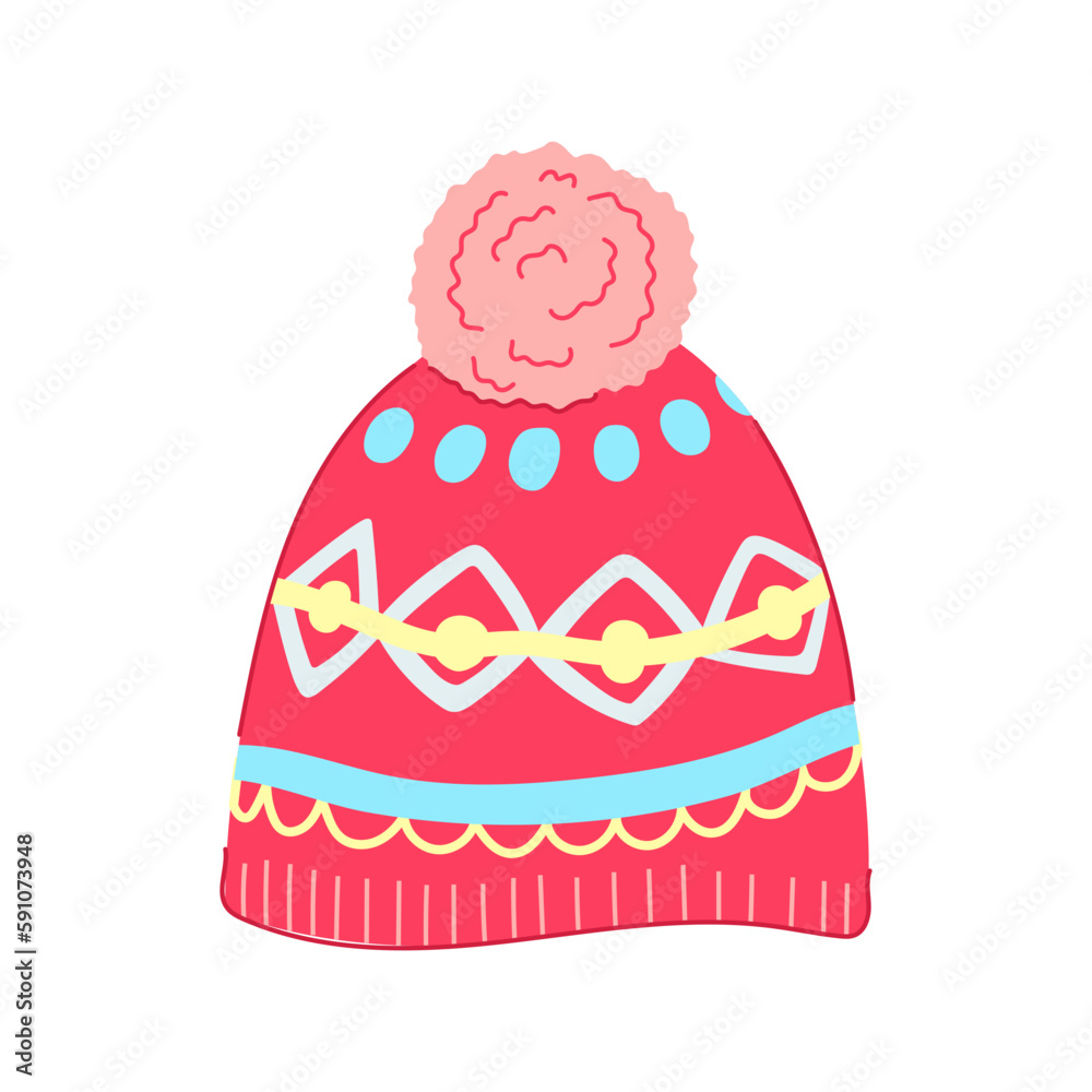 Poster head beanie hat cartoon vector illustration