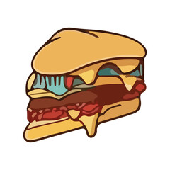 Slice of sandwich Emoji Vector Design. BBQ Fast Food Art Illustration. 