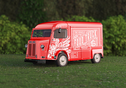 Vintage Food Truck Scene Mockup