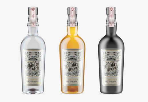 Set 3 Liquor Bottles Mockup