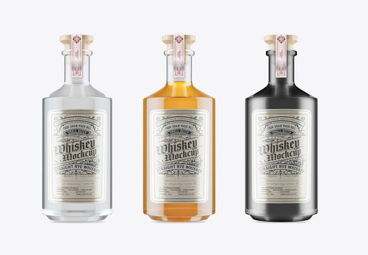 Set 3 Liquor Bottles Mockup