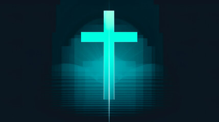 Obraz premium Creative modern illustration with cross, generative AI.