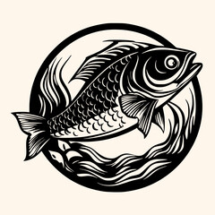 Fototapeta premium Fish vector for logo or icon, drawing Elegant minimalist style,abstract style Illustration