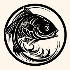 Fish vector for logo or icon, drawing Elegant minimalist style,abstract style Illustration