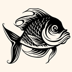 Fish vector for logo or icon, drawing Elegant minimalist style,abstract style Illustration