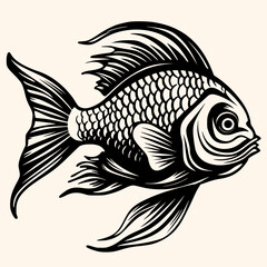 Fish vector for logo or icon, drawing Elegant minimalist style,abstract style Illustration