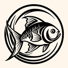 Fish vector for logo or icon, drawing Elegant minimalist style,abstract style Illustration