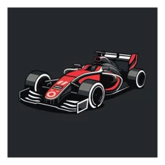 Foto op Canvas Racing Car on Pit Stop, Fast Motor Racing Bolid Cartoon Vector Illustration © uswatun