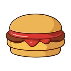 Burger Emoji Vector Design. BBQ Fast Food Art Illustration. Hamburger Barbecue Steak House Product isolated on white background. 