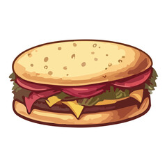 Burger Emoji Vector Design. BBQ Fast Food Art Illustration. Hamburger Barbecue Steak House Product isolated on white background. 