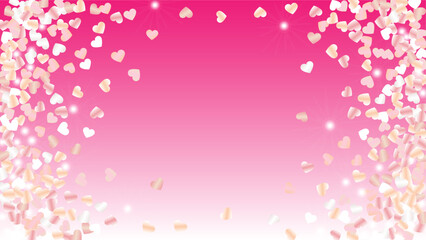 Realistic Background with Confetti of Hearts Glitter Particles. St. Valentine Day. Celebration pattern. Light Spots. Explosion of Confetti. Glitter Vector Illustration. Design for Banner.
