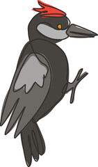 One single line drawing of adorable woodpecker for company logo identity. Cute bird mascot concept for national conservation park icon. Modern continuous line draw design vector graphic illustration