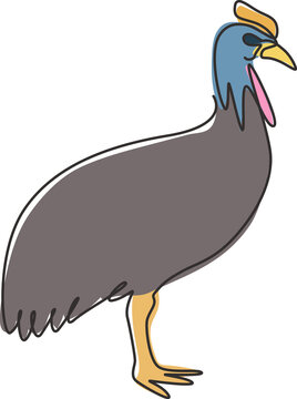recommend clip art: Single continuous line drawing of exotic cassowary for company logo identity. Big flightless avian mascot concept for bird museum icon. Modern one line draw design graphic vector illustration