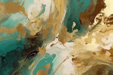Abstract Marble Art with Gold Accents Background