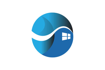 Window 3d logo with wave vector template